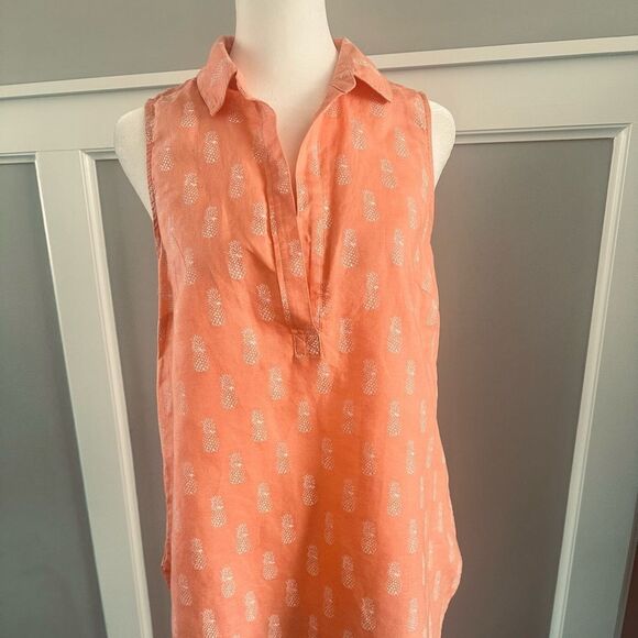 J. Crew orange tunic top with pineapple print. - Picture 3 of 6